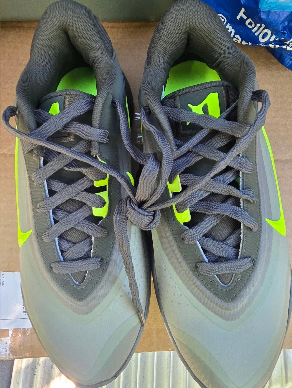 Brand New Aja Wilson Nike Men's Size 9 Gray Sneakers with Neon Yellow No Box